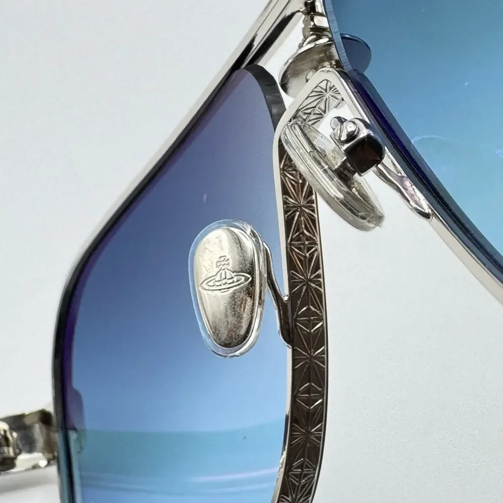 Vivienne Westwood Sunglasses Keith VW5101 800 Silver Aviator Gradient Lens 63mm